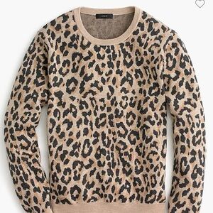 J. Crew Leopard Print Crewneck Sweater in Tan, Black